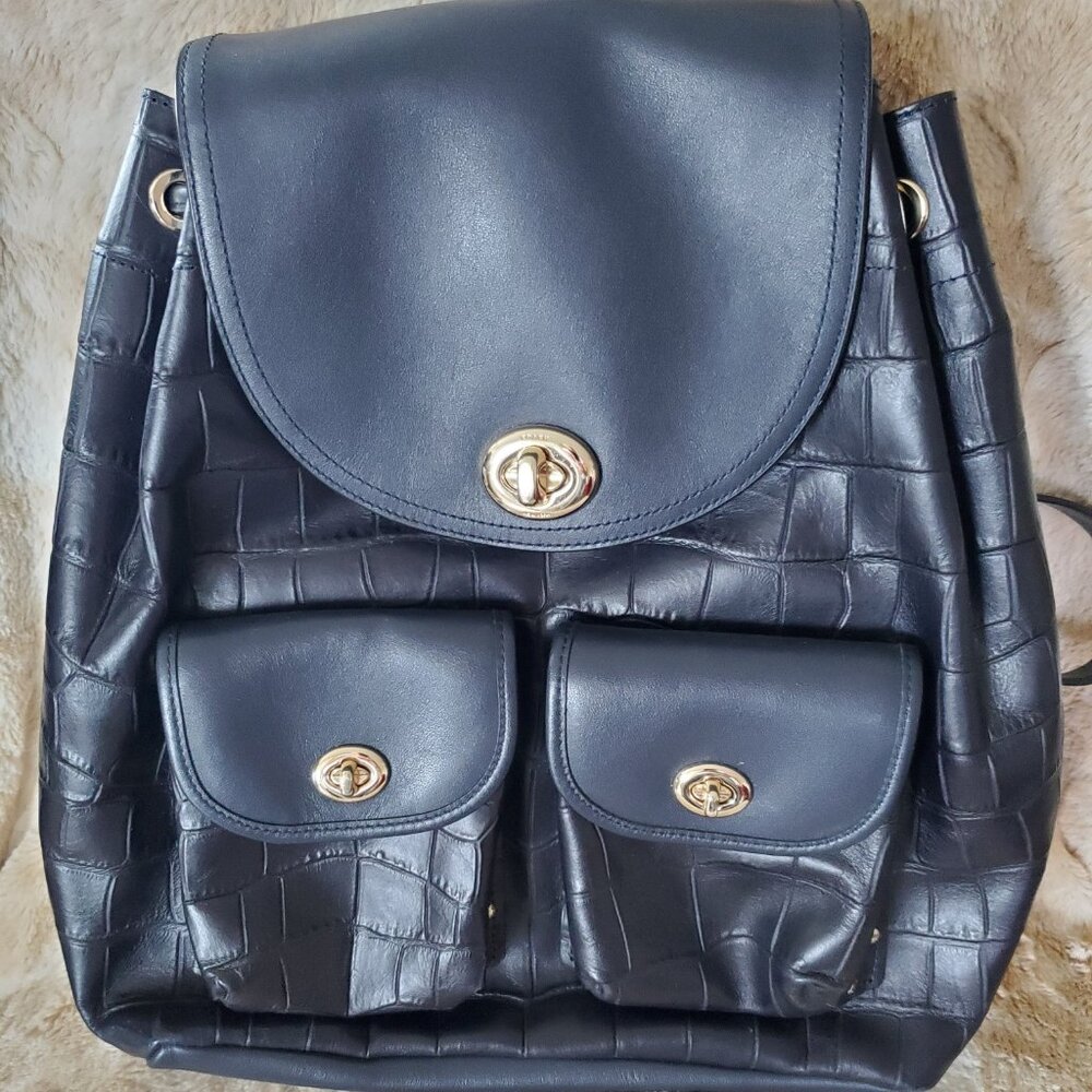 NEW $600 Turnlock Croc Emb Backpack AUTHENTIC COACH COLLECTION! $6.99 Shipping!